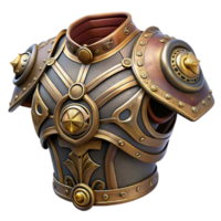 dazzling nordic Steampunk shoulder armor with intricate engravings and brass accents. NO BACKGROUND with Transparent Background. detailed png