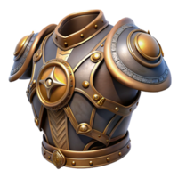 stunning surreal Steampunk shoulder armor with intricate engravings and brass accents. NO BACKGROUND with Transparent Background. genuine png