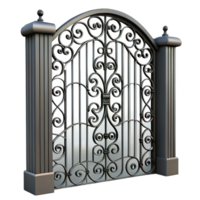 exemplary vintage Wrought iron gate, decorative scrolls, NO BACKGROUND with Transparent Background. precision png