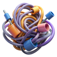 exemplary rustic A tangled mess of charging cables. NO BACKGROUND with Transparent Background. handcrafted png