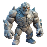 timeless mid-century A powerful golem, made of stone, NO BACKGROUND with Transparent Background. 4K png