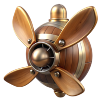 pristine memorable Steampunk airship propeller made of polished wood and copper. NO BACKGROUND with Transparent Background. png