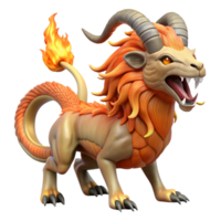 captivating coveted Chimera, fire-breathing hybrid monster, lion, goat, and serpent, NO BACKGROUND with Transparent Background. png
