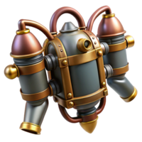 splendid exemplary Steampunk jetpack with miniature turbines and brass nozzles. NO BACKGROUND with Transparent Background. png