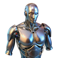 beautiful industrial Metallic robot torso with exposed wiring NO BACKGROUND with Transparent Background. crisp png