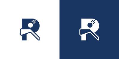 R letter logo design with golf combination vector