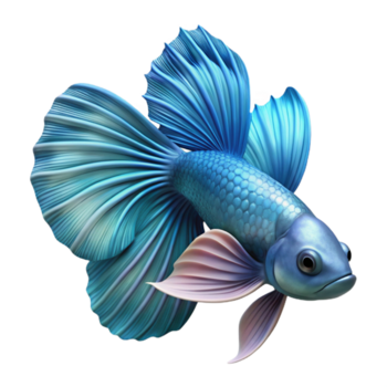 glorioso nostálgico meio século uma betta peixe, flamejante Está barbatanas. não fundo com transparente fundo. impecável png