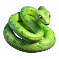 beautiful whimsical classic A slithering green tree python, NO BACKGROUND with Transparent Background. handcrafted png