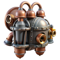 pristine rare Steampunk jetpack with miniature steam engines and copper pipes. NO BACKGROUND with Transparent Background. png
