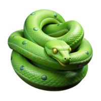 standout organic A slithering green tree python, coiled. NO BACKGROUND with Transparent Background. 8K png