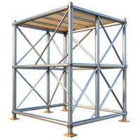 stunning reflective rustic Scaffolding section, metal frame, NO BACKGROUND with Transparent Background. 8K png