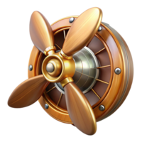 acclaimed victorian Steampunk airship propeller made of polished wood and copper. NO BACKGROUND with Transparent Background. elite png