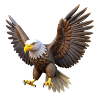 mesmerizing distinguished A majestic bald eagle, wings spread, talons extended. NO BACKGROUND with Transparent Background. png