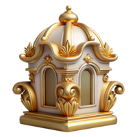 distinctive elegant Baroque building ornament, gilded, elaborate, NO BACKGROUND with Transparent Background. authentic png