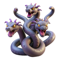 elegant iconic Hydra, multi-headed serpent, NO BACKGROUND with Transparent Background. png