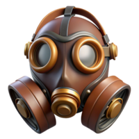 wonderful energetic abstract Steampunk gas mask with filters and a leather strap. NO BACKGROUND with Transparent Background. masterfully captured png