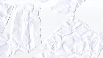 Paper animation loop, crumpled and torn white texture for realistic vintage scenes video