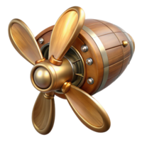 dreamy elegant Steampunk airship propeller made of polished wood and copper. NO BACKGROUND with Transparent Background. original png