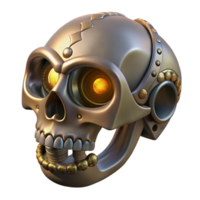 mesmerizing dreamy bohemian Steampunk skull ring with intricate engravings and glowing eyes. NO BACKGROUND with Transparent Background. crisp png