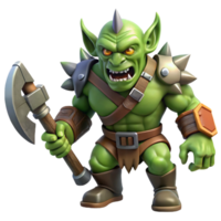captivating rare A fierce warrior orc, holding a battle-axe, snarling expression. NO BACKGROUND with Transparent Background. png