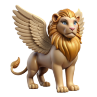 captivating renaissance Sphinx, winged lion with human head, NO BACKGROUND with Transparent Background. refined png