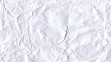 White wrinkled paper animation background with realistic surface folds video