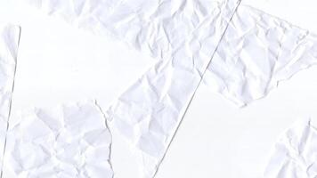 Crumpled torn paper motion, white texture loop, ideal for vintage design looks video