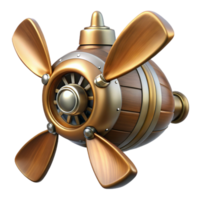 wonderful ethereal nordic Steampunk airship propeller made of polished wood and copper. NO BACKGROUND with Transparent Background. refined png