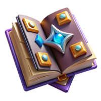 striking unforgettable A stylized, open grimoire, filled with arcane symbols. NO BACKGROUND with Transparent Background. png