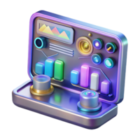 alluring futuristic Holographic interface panel, complex data display, interactive buttons. NO BACKGROUND with Transparent Background. professional png