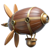 mesmerizing elegant Steampunk dirigible propeller with wooden blades and brass fittings. NO BACKGROUND with Transparent Background. professional png