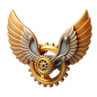 dynamic dramatic Steampunk wings made of gears and clockwork mechanisms. NO BACKGROUND with Transparent Background. high resolution png