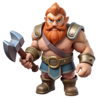 enchanting baroque A muscular dwarf warrior with a warhammer. NO BACKGROUND with Transparent Background. masterfully captured png