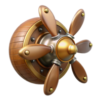 captivating rare Steampunk airship propeller made of polished wood and copper. NO BACKGROUND with Transparent Background. png