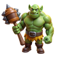 acclaimed art deco A muscular ogre fist, clutching a rough-hewn club. NO BACKGROUND with Transparent Background. detailed png