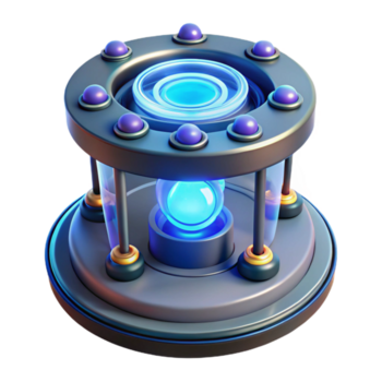 beautiful baroque Quantum teleportation device with glowing portals. NO BACKGROUND with Transparent Background. sharp png