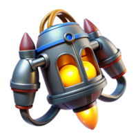 alluring whimsical art deco Futuristic jetpack with glowing thrusters NO BACKGROUND with Transparent Background. sharp png