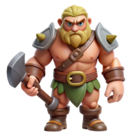 breathtaking remarkable A muscular dwarf warrior with a warhammer. NO BACKGROUND with Transparent Background. png