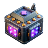 distinguished gothic Cyberpunk hacking device with flashing LEDs. NO BACKGROUND with Transparent Background. refined png