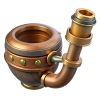 alluring notable Steampunk pipe with a brass bowl and a wooden stem. NO BACKGROUND with Transparent Background. png