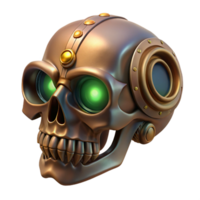 timeless tropical Steampunk skull ring with intricate engravings and glowing eyes. NO BACKGROUND with Transparent Background. sharp png