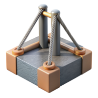 elegant geometric Suspension bridge cable anchorage, concrete block, NO BACKGROUND with Transparent Background. original png