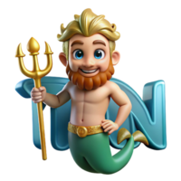 bold splendid Triton, merman, son of Poseidon, NO BACKGROUND with Transparent Background. original png