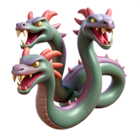 alluring distinctive A Hydra, multi-headed serpent, each head hissing, NO BACKGROUND with Transparent Background. png