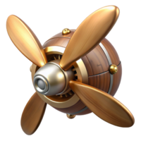 enchanting acclaimed Steampunk airship propeller made of polished wood and copper. NO BACKGROUND with Transparent Background. png