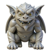 stunning bold surreal Stone gargoyle, grotesque face, NO BACKGROUND with Transparent Background. fine detail png