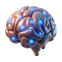 dazzling elegant Cybernetically enhanced human brain with glowing synapses NO BACKGROUND with Transparent Background. handcrafted png