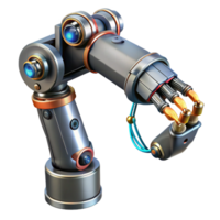 elegant urban Cyberpunk robotic arm with intricate wiring NO BACKGROUND with Transparent Background. impeccable png