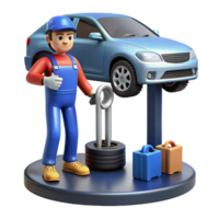 celebrated minimalist Mechanic working under car NO BACKGROUND with Transparent Background. precision png