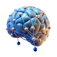 unparalleled classic Artificial intelligence brain, glowing connections NO BACKGROUND with Transparent Background. genuine png